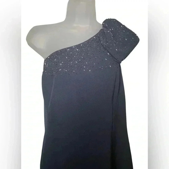 Aidan Mattox One Shoulder Beaded Navy Gown Size 14 NWT - Picture 5 of 8